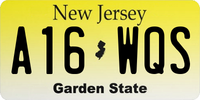NJ license plate A16WQS