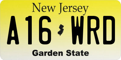 NJ license plate A16WRD