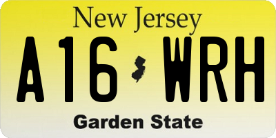 NJ license plate A16WRH