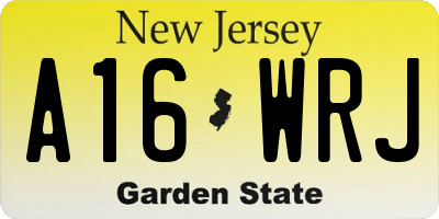 NJ license plate A16WRJ