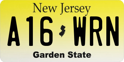 NJ license plate A16WRN
