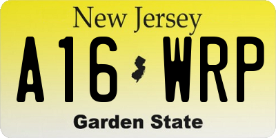 NJ license plate A16WRP