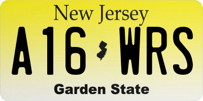 NJ license plate A16WRS