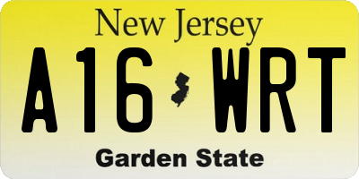 NJ license plate A16WRT