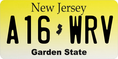 NJ license plate A16WRV