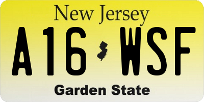 NJ license plate A16WSF
