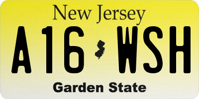 NJ license plate A16WSH