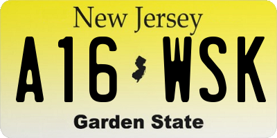 NJ license plate A16WSK