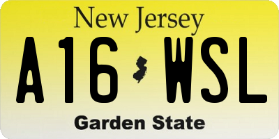 NJ license plate A16WSL