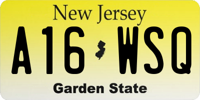 NJ license plate A16WSQ
