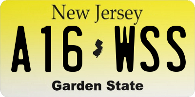 NJ license plate A16WSS