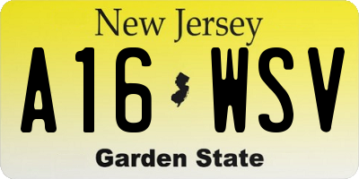 NJ license plate A16WSV