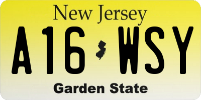 NJ license plate A16WSY