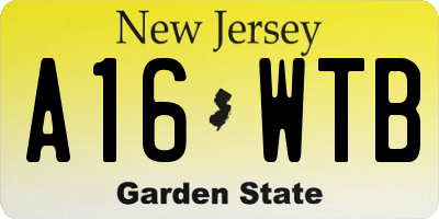 NJ license plate A16WTB