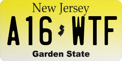 NJ license plate A16WTF