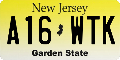 NJ license plate A16WTK