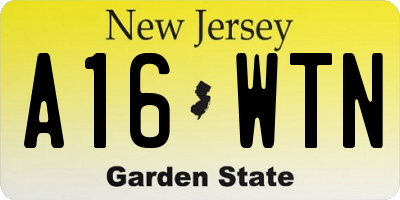 NJ license plate A16WTN