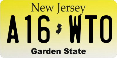 NJ license plate A16WTO