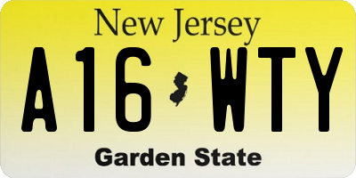 NJ license plate A16WTY