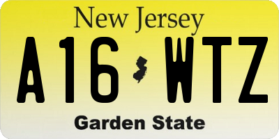 NJ license plate A16WTZ