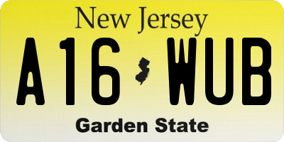 NJ license plate A16WUB