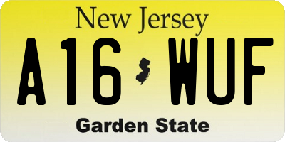 NJ license plate A16WUF