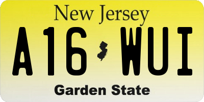 NJ license plate A16WUI