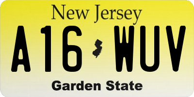 NJ license plate A16WUV