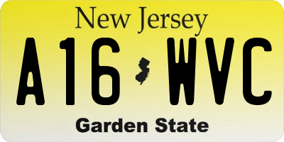 NJ license plate A16WVC
