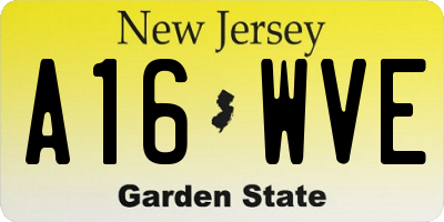 NJ license plate A16WVE