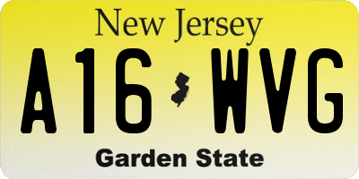 NJ license plate A16WVG