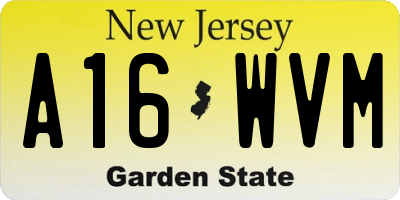 NJ license plate A16WVM