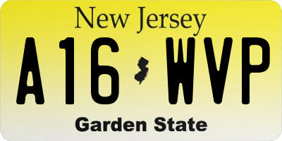 NJ license plate A16WVP