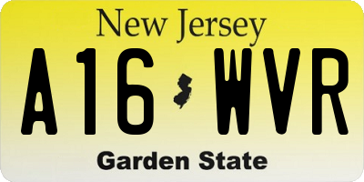 NJ license plate A16WVR
