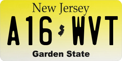 NJ license plate A16WVT