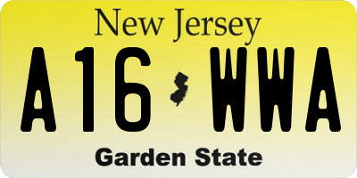 NJ license plate A16WWA