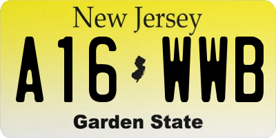 NJ license plate A16WWB