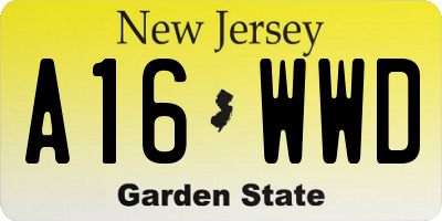 NJ license plate A16WWD