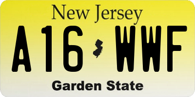NJ license plate A16WWF