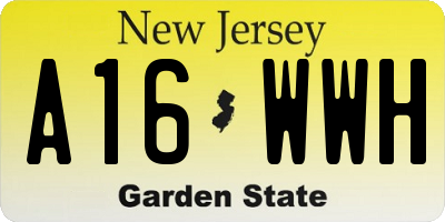 NJ license plate A16WWH
