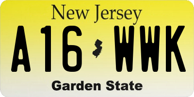 NJ license plate A16WWK
