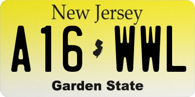 NJ license plate A16WWL