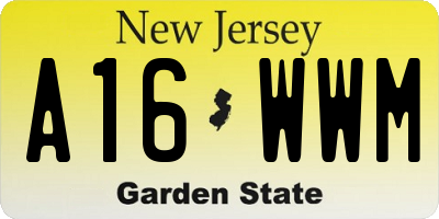 NJ license plate A16WWM