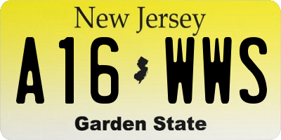 NJ license plate A16WWS