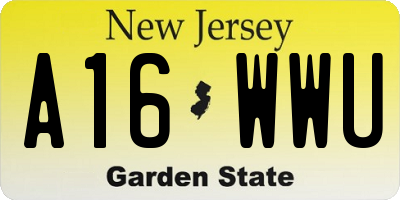 NJ license plate A16WWU