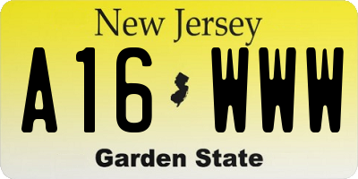 NJ license plate A16WWW