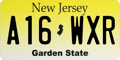 NJ license plate A16WXR