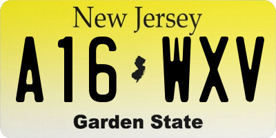 NJ license plate A16WXV