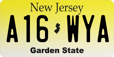 NJ license plate A16WYA