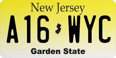 NJ license plate A16WYC